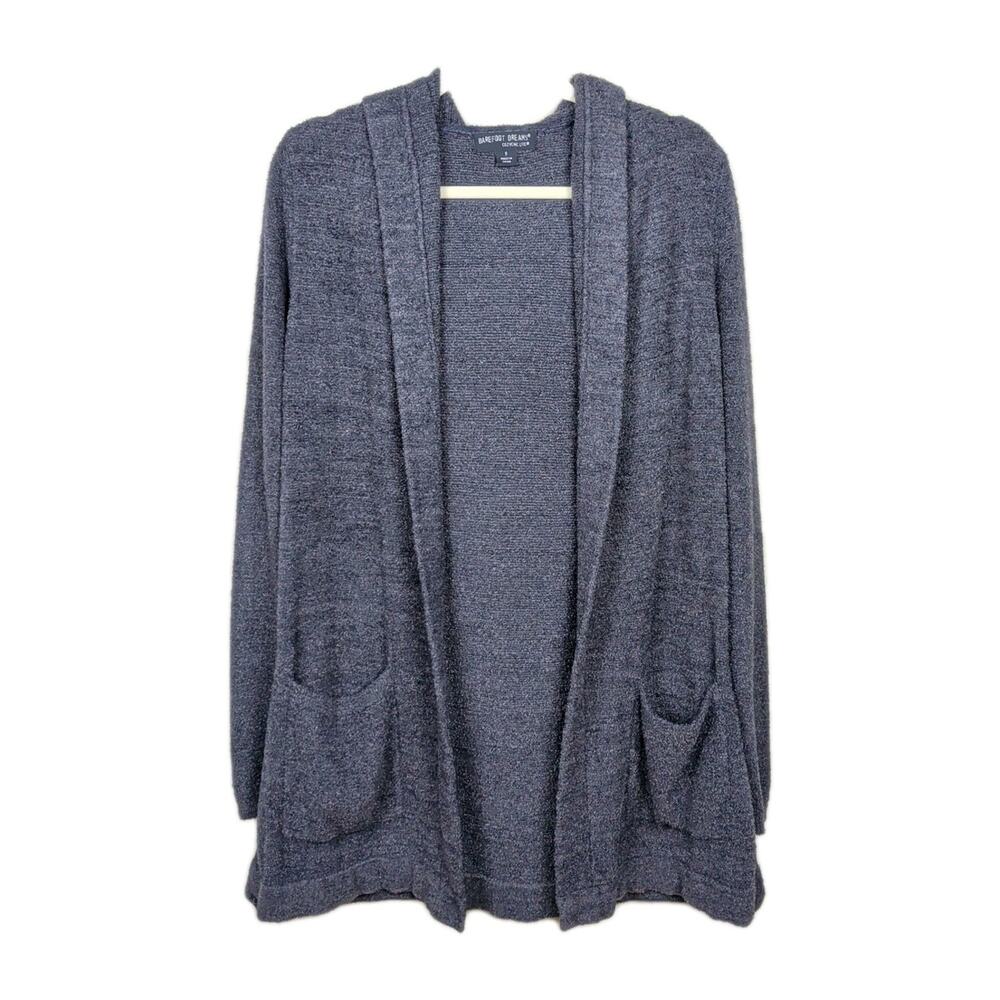 BAREFOOT DREAMS Navy Blue CozyChic Lite Resort Hooded Cardigan Women's Small